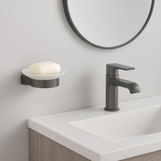 Porta sapone stilizzato acciaio piattino vetro satinato modello Cromia