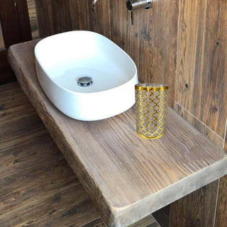 Set accessori bagno 3 pezzi oro dispense bicchiere piattino