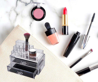 Organizer cosmetici con cassetti per trucchi trasparente 8 scomparti