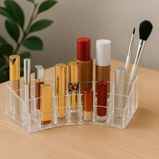 Organizer trucchi 19 scomparti espositore pennelli rossetti cosmetici