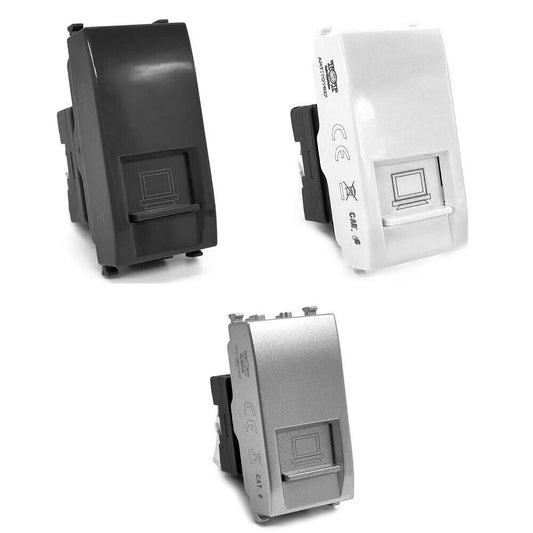 Presa di rete lan compatibile con vimar plana connettore rj45 8 pin utp cat5