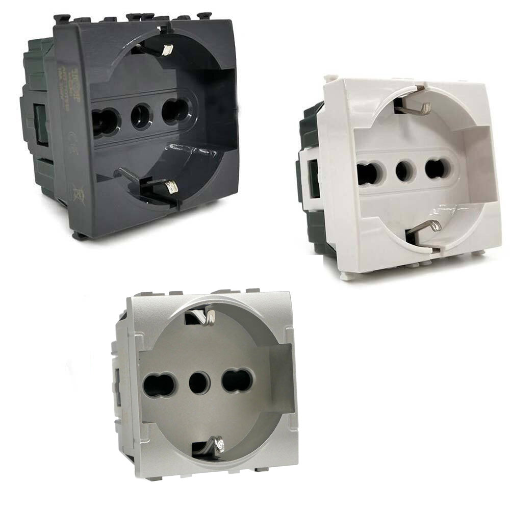 4x Presa Schuko 2P+T 16A, Compatibile Con Vimar Arke 4x Presa Schuko 2P+T 16A, Compatibile Con Vimar Arke