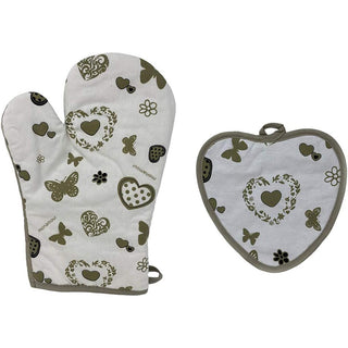 Set presina e guanto da cucina in cotone con imbottitura isolante