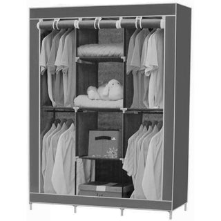 Guardaroba in tessuto per campeggio con zip e scaffali 30x175x45 cm