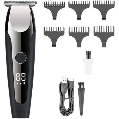 Rasoio tagliacapelli HAIR TIMMER ricaricabile portatile per barba capelli basette corpo con 6 pettinini display 3 velocità
