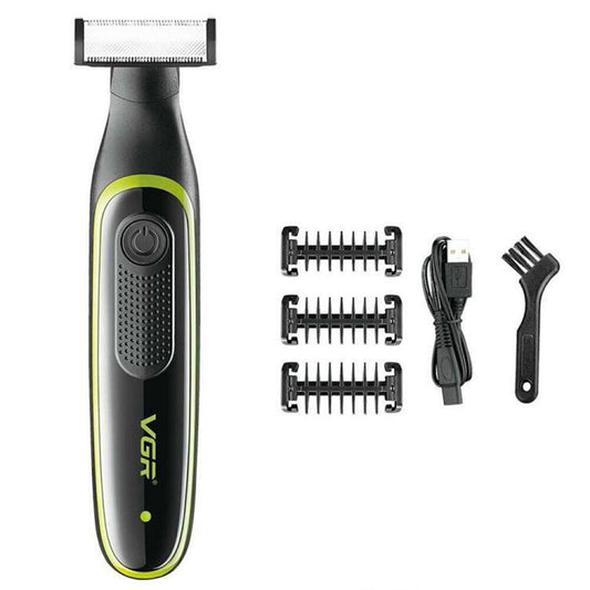 Rasoio ricaricabile VGR BEARD SHAVER 3 pettinini impermeabile rifinitore barba basette sopracciglia rasoi testa corpo IPX5 017