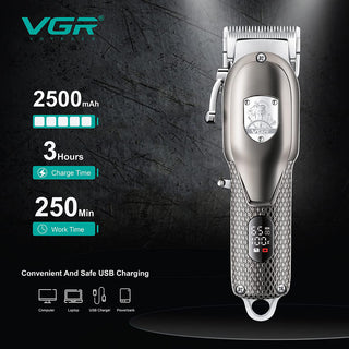 Rasoio VGR HAIR CLIPPER con display 6 pettinini leva regolabile 276