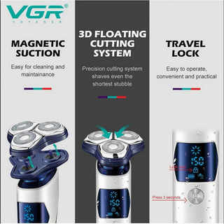Rasoio VGR MEN’S SHAVER per barba impermeabile IPX7 con display 328