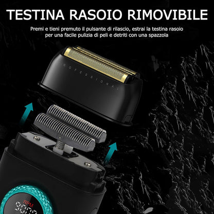 Rasoio elettrico per barba tripla lama VGR FOIL SHAVER ricaricabile con display 7000/9000 RPM velocità regolabile