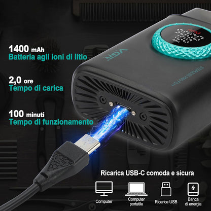 Rasoio elettrico per barba tripla lama VGR FOIL SHAVER ricaricabile con display 7000/9000 RPM velocità regolabile