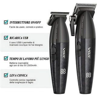 Coppia rasoi tagliacapelli VGR HAIR TRIMMERR E CLIPPER 9000rpm 640