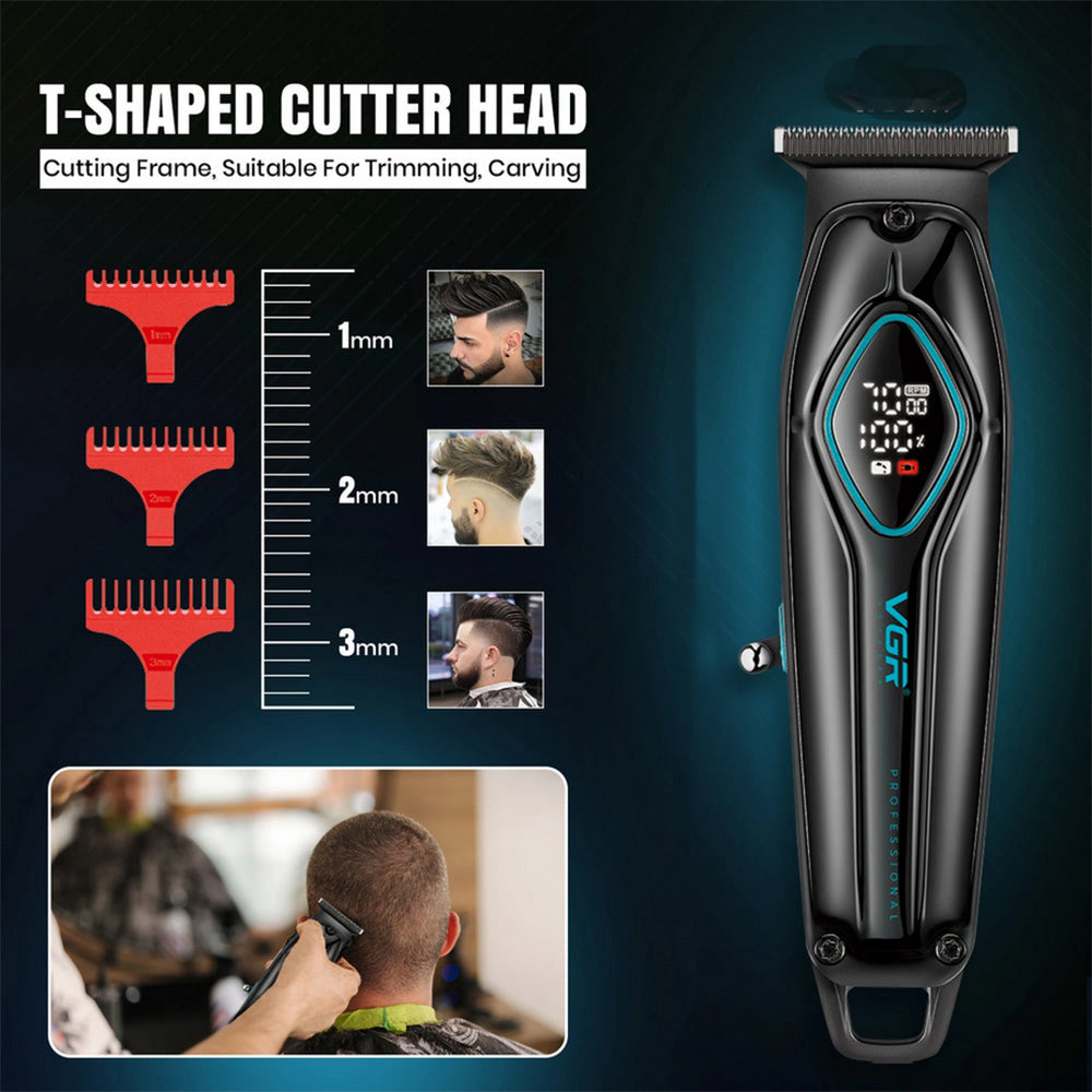 Rasoio tagliacapelli HAIR TIMMER ricaricabile portatile per barba capelli basette corpo con 3 pettinini alta velocità 7000 giri/min display 945