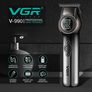 Rasoio VGR HAIR TRIMMERT barba basette 2 velocità con display  990