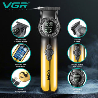 Rasoio VGR HAIR TRIMMERT barba basette 2 velocità con display  990