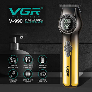 Rasoio VGR HAIR TRIMMERT barba basette 2 velocità con display  990