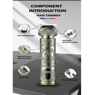 Rasoio VGR HAIR TRIMMER 4 testine capelli barba con display 962