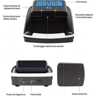 Rilevatore di banconote false conta banconote ricaricabile con display