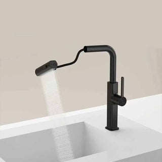 Rubinetto cucina estraibile con erogatore girevole 2 getti nero