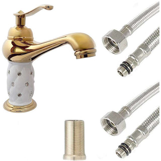 Rubinetto per lavabo con brillantini oro modello Diamante