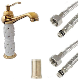 Rubinetto per lavabo con brillantini oro modello Diamante