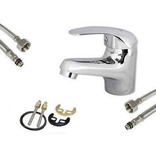 Rubinetto per lavabo da bagno cromato lucido modello Bari
