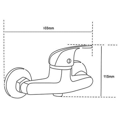 Rubinetto da parete per doccia con attacco ½” per tubo flessibile doccetta miscelatore monocomando  cromato lucido modelloBari