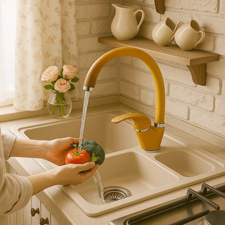 Rubinetto da cucina miscelatore per lavello colore terra di francia