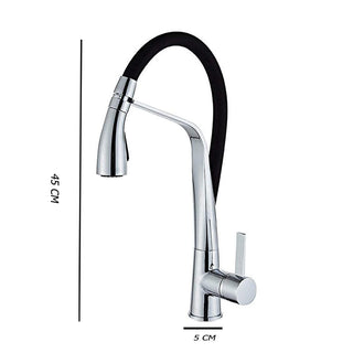 Rubinetto con doccetta canna alta in silicone 2 getti acciaio e nero