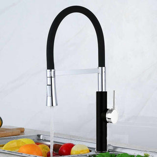 Rubinetto con doccetta in silicone canna alta 2 getti acciaio nero