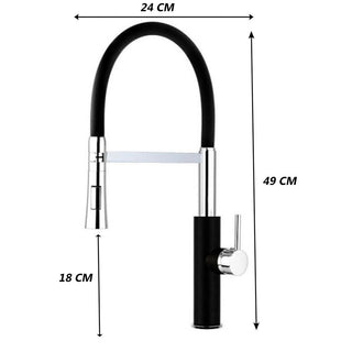 Rubinetto con doccetta in silicone canna alta 2 getti acciaio nero