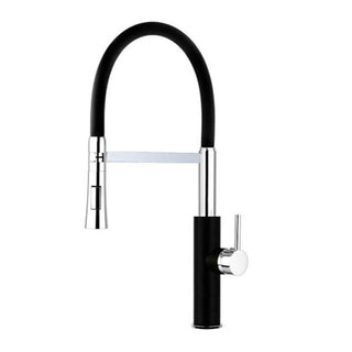 Rubinetto con doccetta in silicone canna alta 2 getti acciaio nero