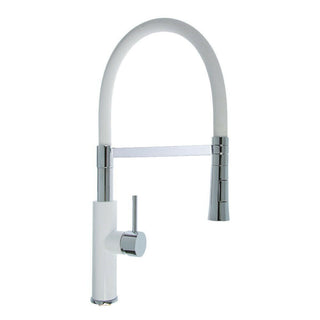 Rubinetto con doccetta in silicone canna alta 2 getti acciaio bianco