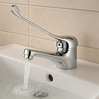 Rubinetto per lavabo maniglia a leva lunga clinica in ottone cromato