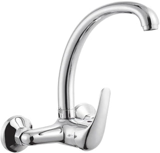 Rubinetto da cucina a parete due fori per lavandino in ottone cromato
