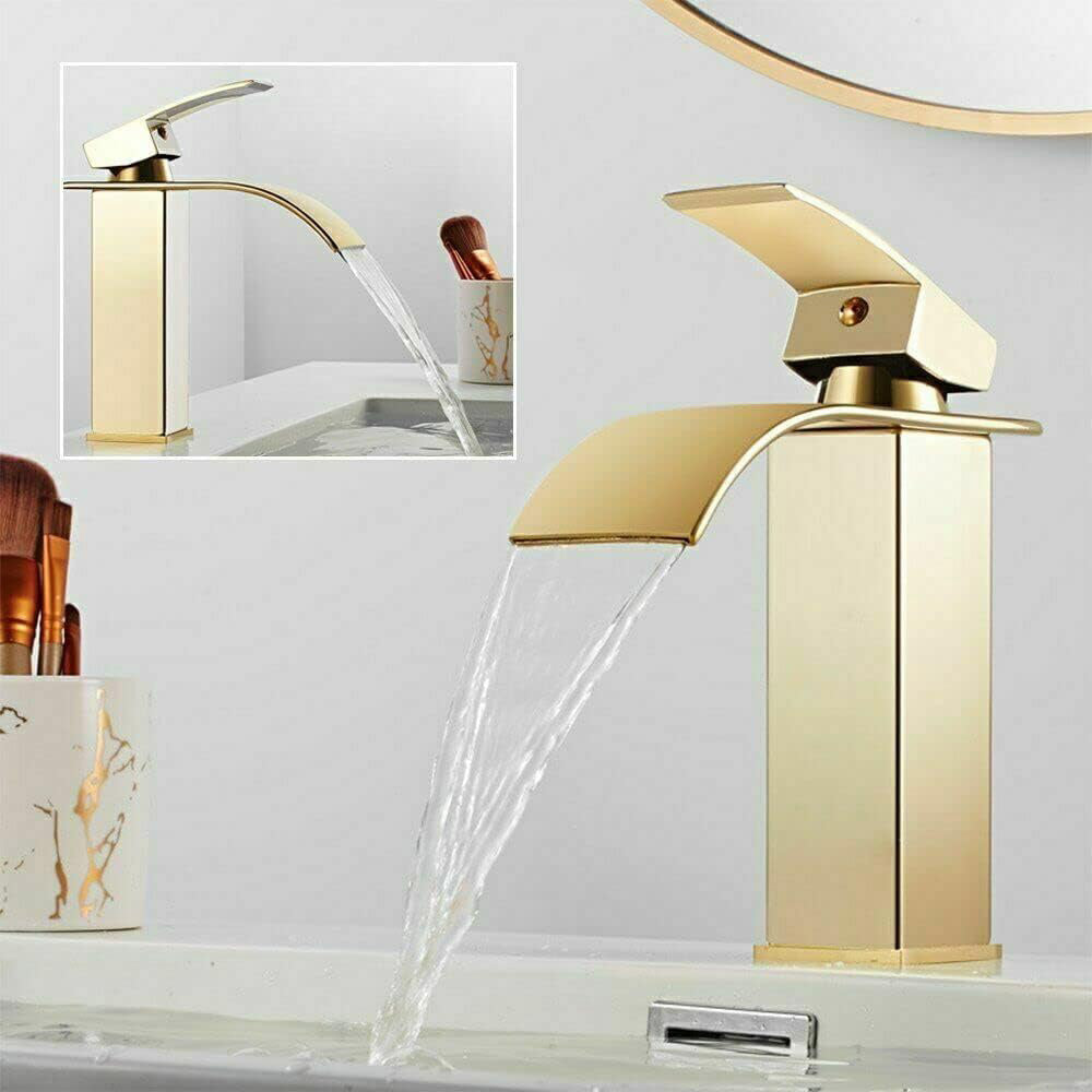 Rubinetto da bagno a canna bassa per lavabo bidet miscelatore moderno per lavandino oro modello cascata