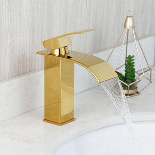 Rubinetto da bagno a canna bassa oro modello cascata