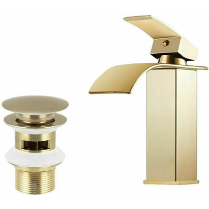 Rubinetto da bagno a canna bassa per lavabo bidet miscelatore moderno per lavandino oro modello cascata