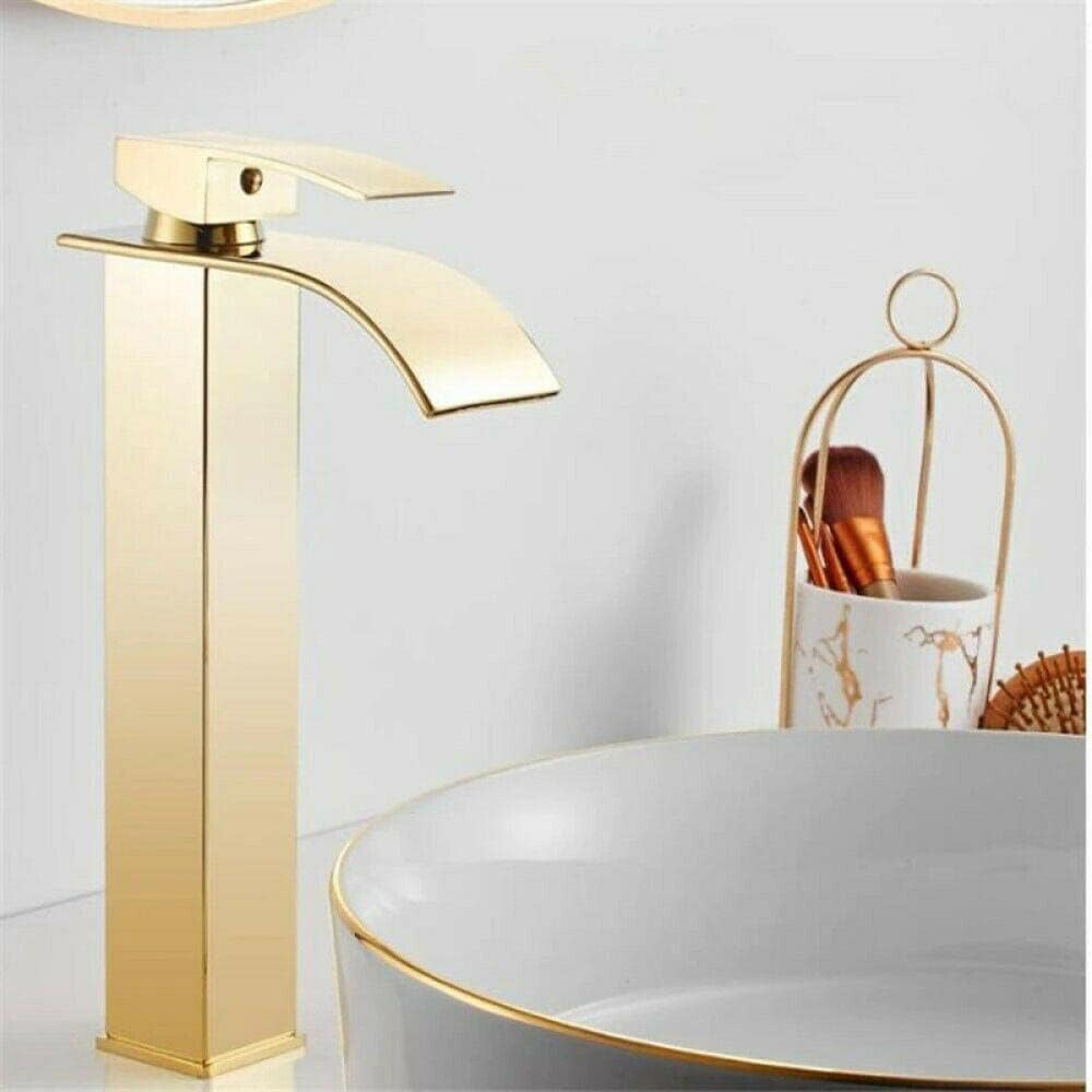 Rubinetto da bagno a canna alta per lavabo bidet miscelatore moderno per lavandino oro modello cascata