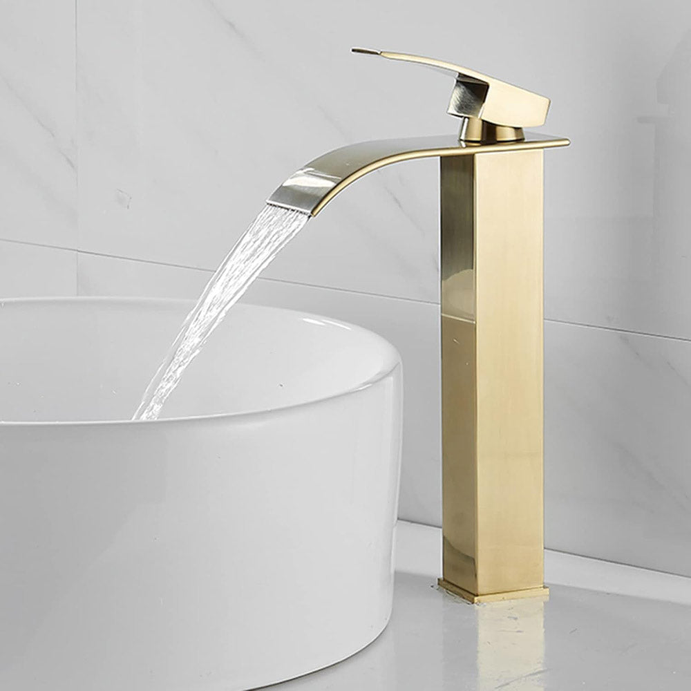 Rubinetto da bagno a canna alta per lavabo bidet miscelatore moderno per lavandino oro modello cascata