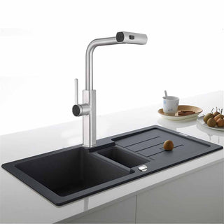 Rubinetto cucina estraibile erogatore girevole 2 getti cromato lucido