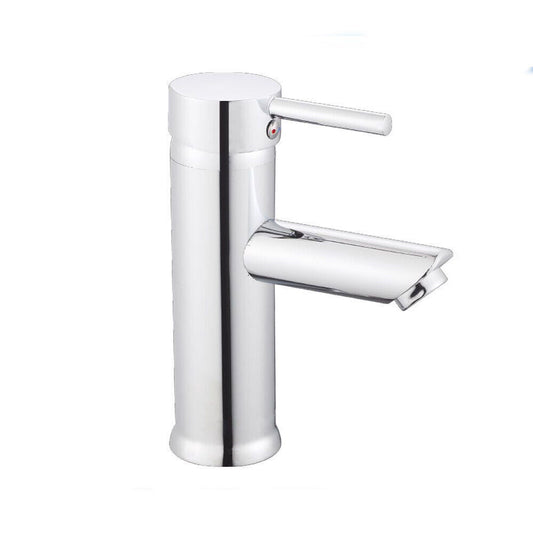 Rubinetto per bagno ultra moderno cromato lucido miscelatore lavabo a canna bassa modello Ray Silver