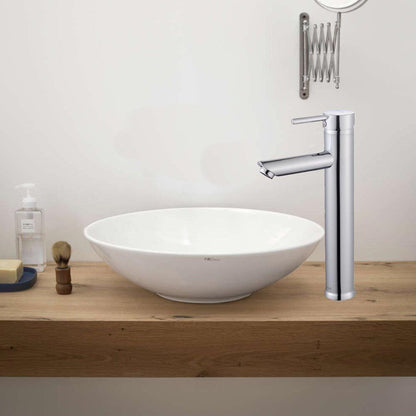 Rubinetto per bagno ultra moderno cromato lucido miscelatore lavabo a canna alta modello Ray Silver