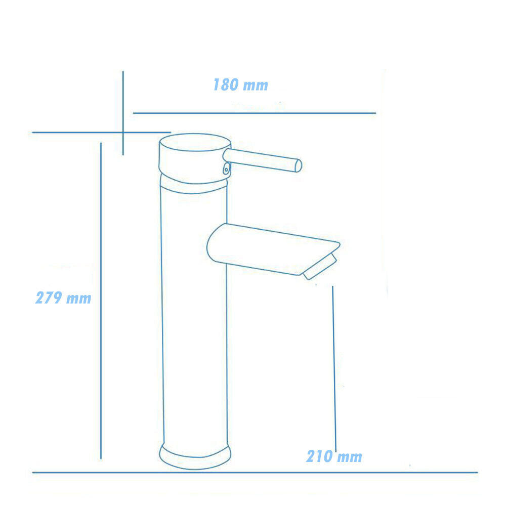 Rubinetto per bagno ultra moderno cromato lucido miscelatore lavabo a canna alta modello Ray Silver