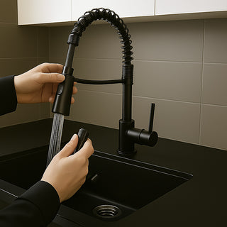 Rubinetto da cucina a canna alta orientabile 2 getti d’acqua