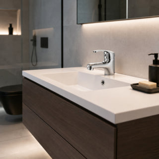 Rubinetto satinato da lavabo per bagno miscelatore modello VITA