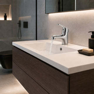 Rubinetto satinato da lavabo per bagno miscelatore modello VITA