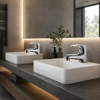 Rubinetto satinato da lavabo per bagno miscelatore modello VITA