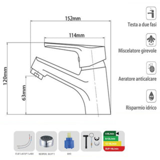 Rubinetto satinato da lavabo per bagno miscelatore modello LIKE