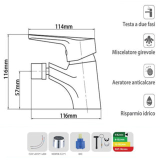 Rubinetto satinato da bidet per bagno miscelatore modello LIKE