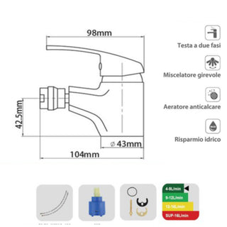 Rubinetto satinato da bidet per bagno miscelatore modello VITA